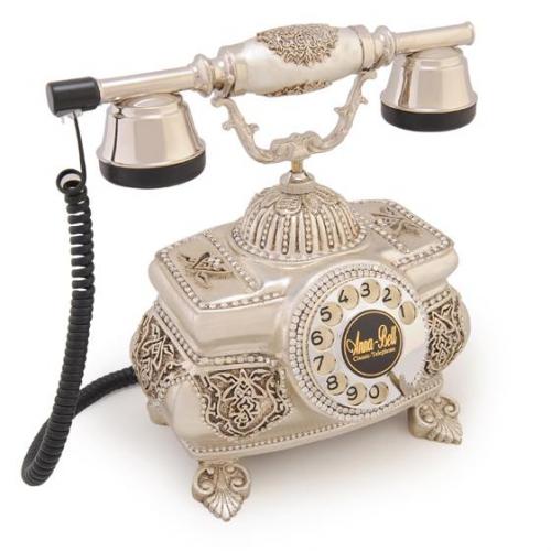 Kristal Gümüş Varaklı Swarovski Taşlı Telefon