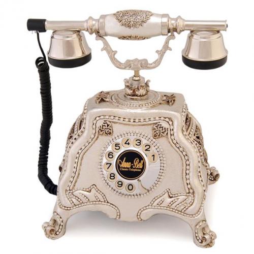 Barok Gümüş Varaklı Swarovski Taşlı Telefon