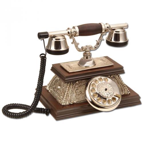Yalı Gümüş Varaklı Klasik Ahşap Telefon