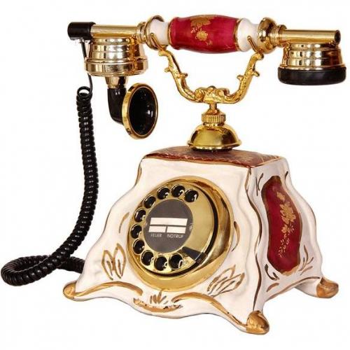 Porselen Barok Bordo Beyaz Telefon