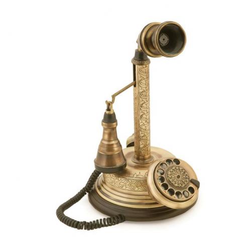 El Dekorlu Antik Leylek Telefon